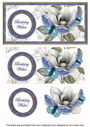 Blue Butterfly Birthday Wishes Dl Decoupage Topper