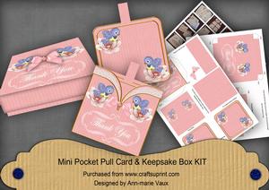 Pink Love Birds Thank You Mini Pocket & Box Kit