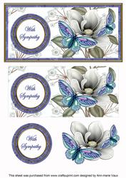 Blue Butterfly with Sympathy Dl Decoupage Toppe