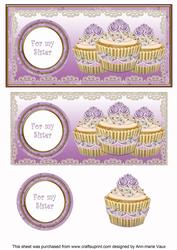 Lilac Vintage Cupcake for My Sister Dl Topper