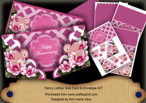 Cerise Lovebird Anniversary Fancy Lattice 3D Card Kit