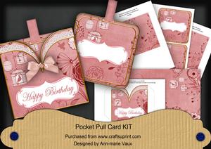Pink Birdcage Happy Birthday Vintage Pocket Pull Card Kit