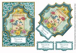 Lovebirds Teal Cherish Memories 7x5 Step by Step