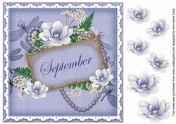 Blue Magnolia September 8in Vintage Decoupage Topper