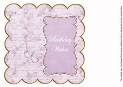 Lilac Sweetpea Birthday Wishes 8in Scallop Insert Panel