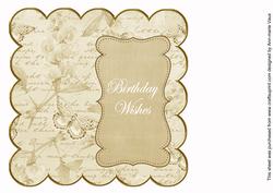Cream Sweetpea Birthday Wishes 8in Scallop Insert Panel