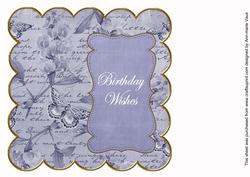 Dark Blue Sweetpea Birthday Wishes 8in Scallop Insert Panel