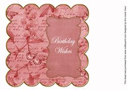 Dark Red Sweetpea Birthday Wishes 8in Scallop Insert Panel