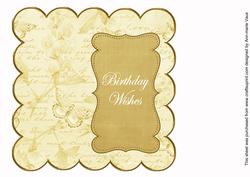 Gold Sweetpea Birthday Wishes 8in Scallop Insert Panel