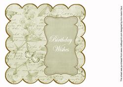 Olive Sweetpea Birthday Wishes 8in Scallop Insert Panel
