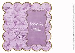 Purple Sweetpea Birthday Wishes 8in Scallop Insert Panel