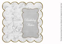 Silver Sweetpea Birthday Wishes 8in Scallop Insert Panel