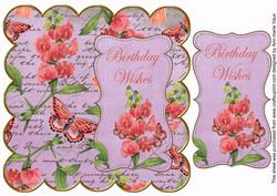 Lilac Sweetpea Birthday Wishes 8in Scallop Topper