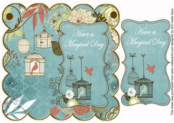 Dusky Teal Birdcage Magical Day 8in Scallop Topper