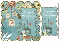 Dusky Teal Birdcage 16th Birthday 8in Scallop Topper
