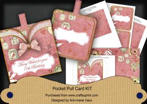 Pink Birdcage 70th Birthday Wishes Pocket Pull Kit
