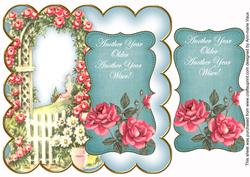 Teal Rose Arch Another Year 8in Scallop Topper