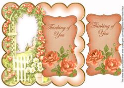 Peach Rose Arch Thinking of You 8in Scallop Topper