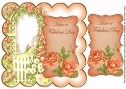 Peach Rose Arch Fabulous Day 8in Scallop Topper