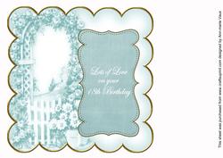 Teal Rose Arch 18th Birthday 8in Scallop Insert Panel