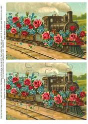 Flower Train Jigsaw Puzzle Card Front
