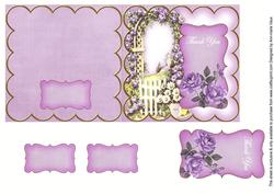Lilac Rose Arch Thank You 5in Folded Card with Topper