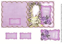 Lilac Rose Arch Birthday Wishe 5in Folded Card with Topper