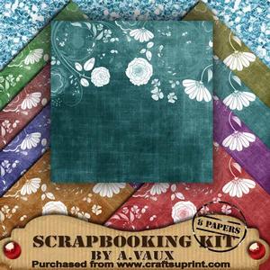 Half Flora Dark Tea Mix 8 Scrapbooking Papers Kit