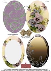 Purple Pansy Gold Locket Card Front