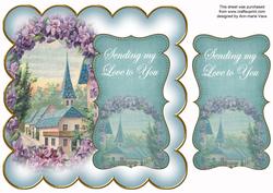 Teal Lavender View Sending Love 8in Scallop Topper