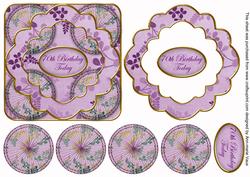 Lilac Oriental Fern 70th Birthday 3D Rosette Topper