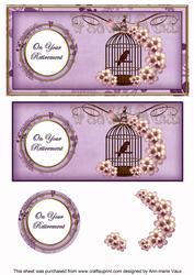 Lilac Birdcage Your Retirement Dl Decoupage Topper