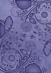 Dark Blue Retro Floral A4 Backing Paper