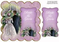 Lilac Happy Couple Bride & Groom 8in Scallop Topper
