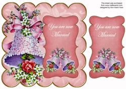 Pink Wedding Bells Now Married 8in Scallop Topper