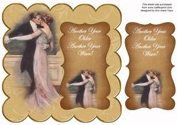 Dancing Couple Gold Another Year 8in Scallop Topper