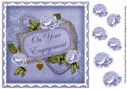 Pblue Rose Your Engagement 8in Decoupage Topper