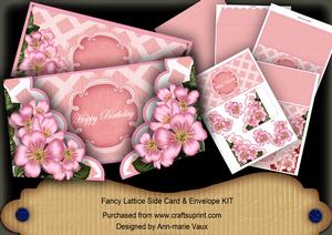 Pink Blossom Happy Birthday Fancy Lattice 3D Card Kit
