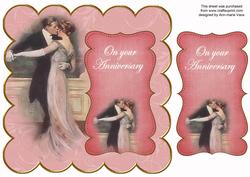 Dancing Couple Pink Your Anniversary 8in Scallop Topper