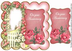 Pink Rose Arch Your Anniversary 8in Scallop Topper