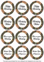 Black Flora Colour Birthday Mix Sentiment Round Toppers
