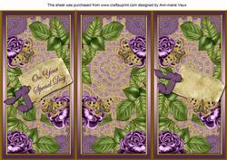 Purple Roses Special Day Quick Tri-fold Card
