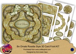 Olive Goldflake Let It Snow 3D Rosette 8in Cf Kit