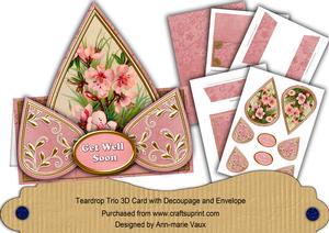 Pink Dogwood Get Well Soon Teardrop Card Kit