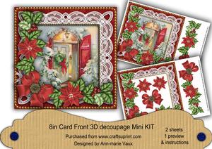 Christmas Door Red Mini 8in Decoupage Card Front Kit