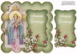 Olive Mother Mary Seasons Greetings 8in Scallop Topper