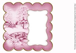 Cerise Snowscene Plain 8in Scallop Insert Panel
