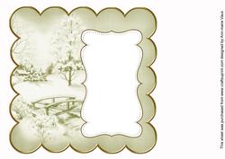 Olive Snowscene Plain 8in Scallop Insert Panel