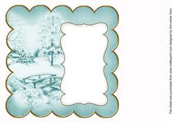 Teal Snowscene Plain 8in Scallop Insert Panel