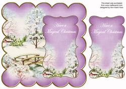Lilac Snowscene Magical Christmas 8in Scallop Topper